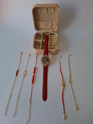 Colección Rojo y Luz, Set Reloj+5 pulseras+joyero