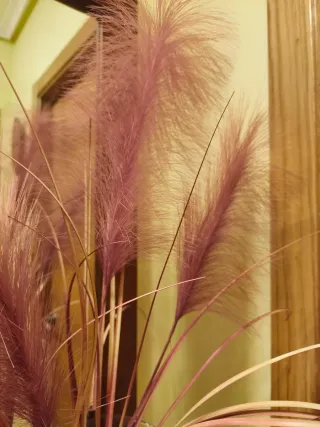 Florero de cristal con piedras y arena