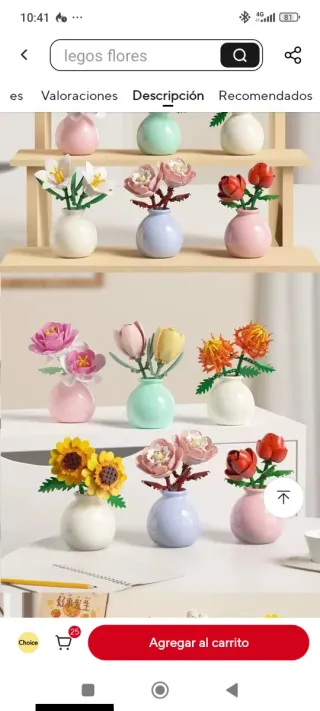 Flores tipo Lego nuevas (3 modelos)