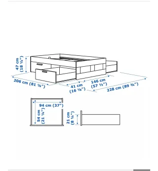 Estructura Cama Blanca con Cajones