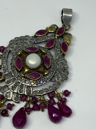 Colgante Plata Rubíes Perla Zirconia