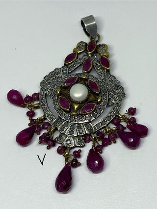 Colgante Plata Rubíes Perla Zirconia