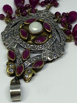 Colgante Plata Rubíes Perla Zirconia