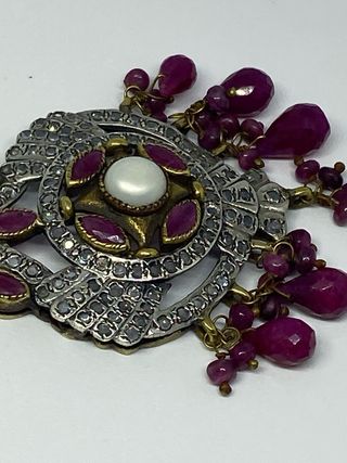 Colgante Plata Rubíes Perla Zirconia