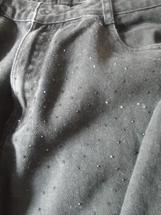 Pantalón Jeans Negro Brillantes Talla 40