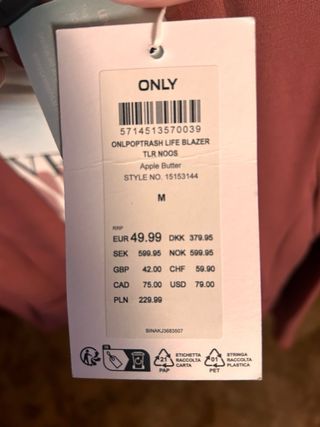 Chaqueta ONLY rosa Talla M