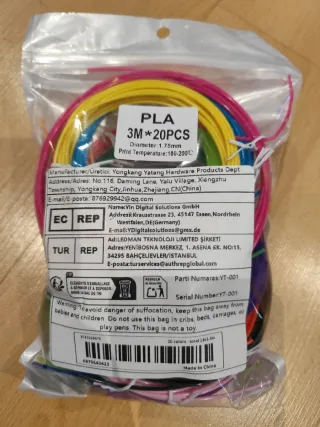 Cables PLA 3M x 20PCS 1.75mm