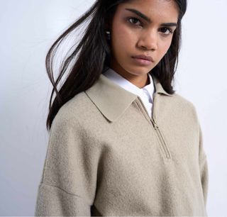 Jersey Topshop caqui con cremallera