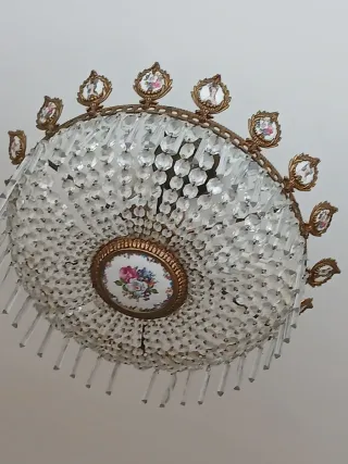 Lámpara de cristal y porcelana