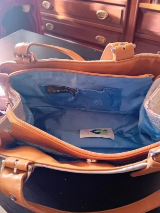 Bolso de mano señora beige y multicolor