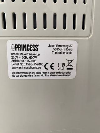 Panificadora Princess modelo 152006.