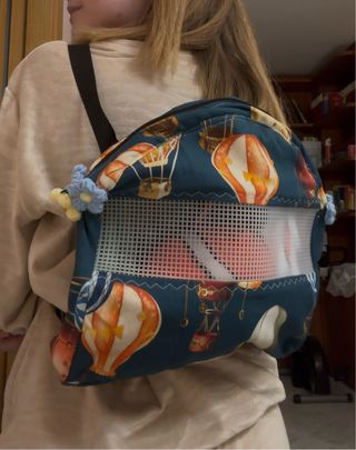 Zainetto trasportino blu con mongolfiere