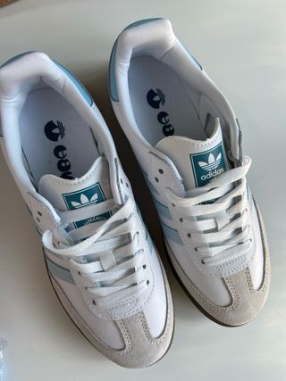 Adidas Samba Blanco y Celeste Talla 39