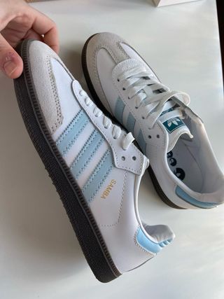 Adidas Samba Blanco y Celeste Talla 39
