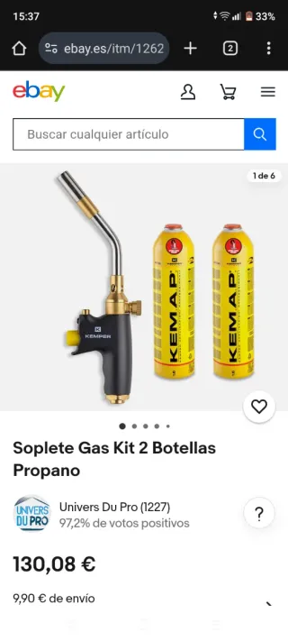 Soplete Gas Kit 2 Botellas Propano