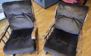 2 Mecedoras Nogal Terciopelo Marrón