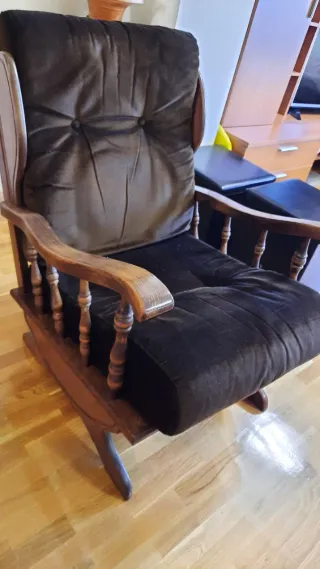 2 Mecedoras Nogal Terciopelo Marrón