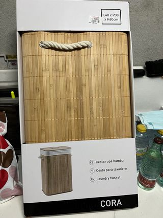 Cesto ropa sucia bambú CORA
