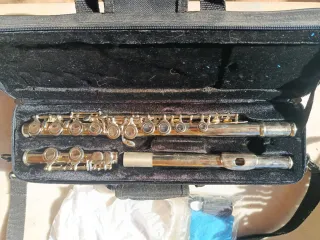 Flauta traversa plateada