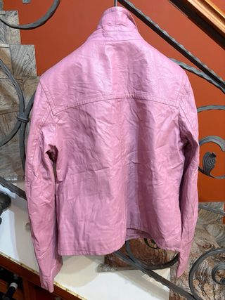 Giubbino Biker vera Pelle Vintage Rosa
