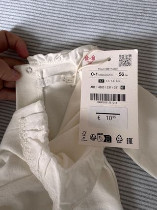 Body ZARA bebé 0-1 / 56cm