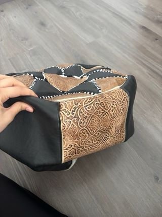 Puf redondo patchwor piel de cameyo