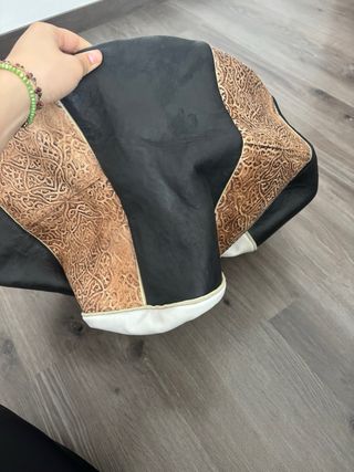 Puf redondo patchwor piel de cameyo