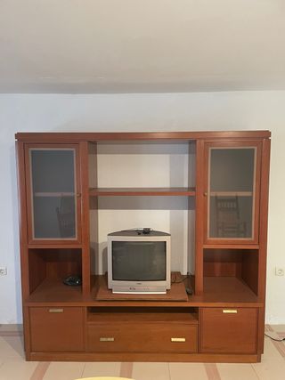 Mueble Librería Madera y Cristal
