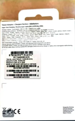 2 Cargadores Samsung 45W Carga Rápida + Cable