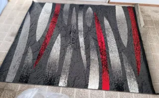 Alfombra Tapiso 180x260 Gris Hojas Rojas