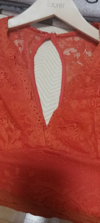 Vestido Zara,  Naranja Encaje