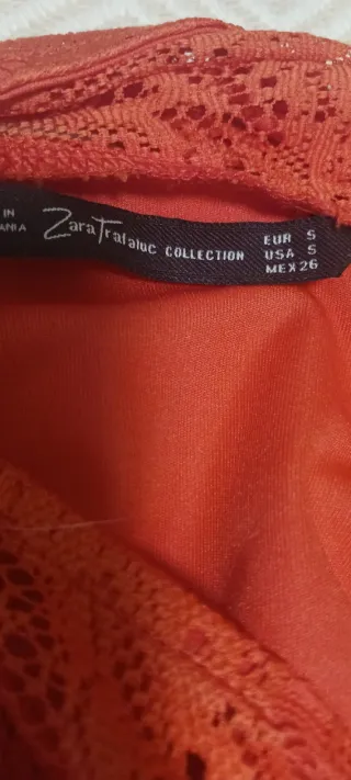 Vestido Zara,  Naranja Encaje