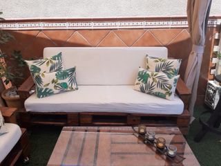 Sofá de Palets con Cojines de 3 plazas