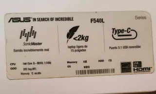 Portátil ASUS F540L Intel Core i3 4GB RAM 1TB HDD