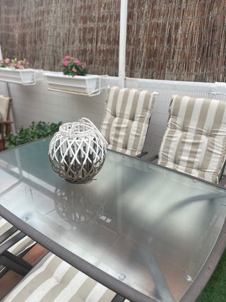 Mesa y 4 sillas de exterior,reclinables