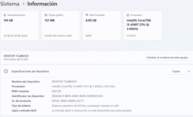 Mini PC HP i3 8GB RAM SSD 128GB afbeelding 4