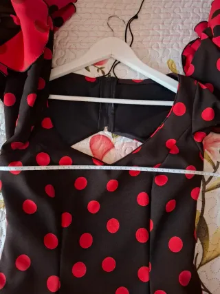 Vestido Flamenca Lunares Rojo Negro Talla Única