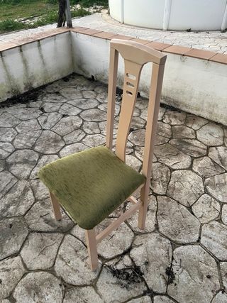 Sillas madera cojín verde