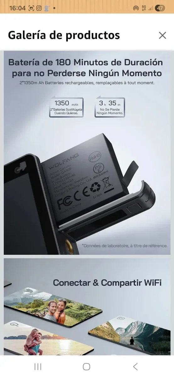 Cámara Deportiva WOLFANG GA420 Doble Pantalla