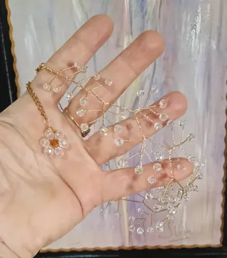 Collar choker cuentas cristal transparentes. Acero