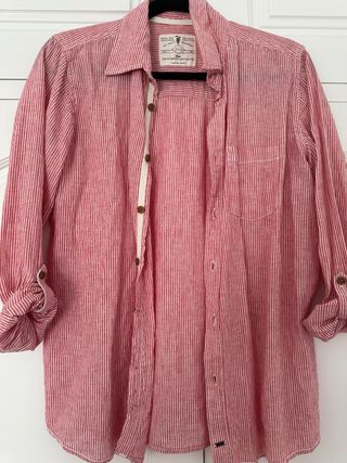Camisa Brotes Rayas Rojas Talla S