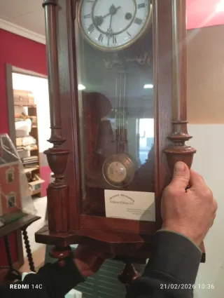 Reloj de pie antiguo madera y dorado