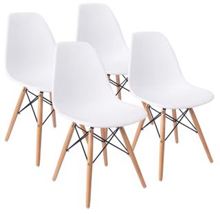 Pack 4 Sillas Nórdicas Blancas Madera