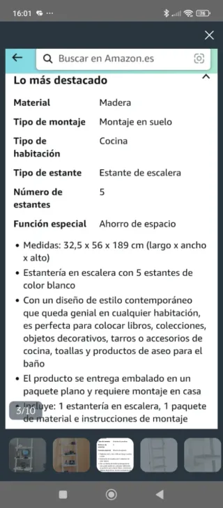 Estantería Escalera Blanca Madera