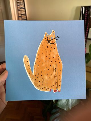 Ilustração decorativa de gato em papel