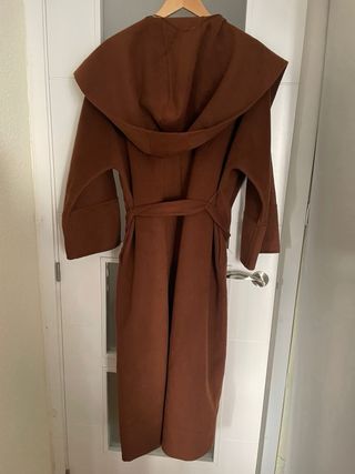 Abrigo largo cinturón con lana zara woman