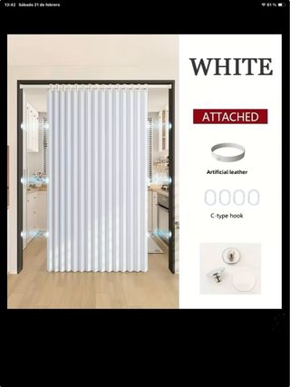 Tenda da bagno pieghevole magnetica bianca 180x200cm