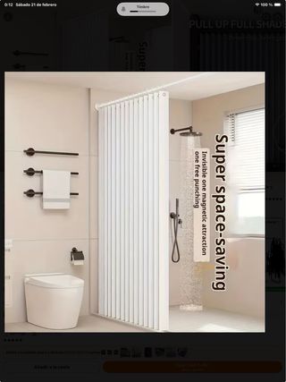 Tenda da bagno pieghevole magnetica bianca 180x200cm