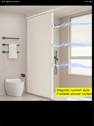 Tenda da bagno pieghevole magnetica bianca 180x200cm