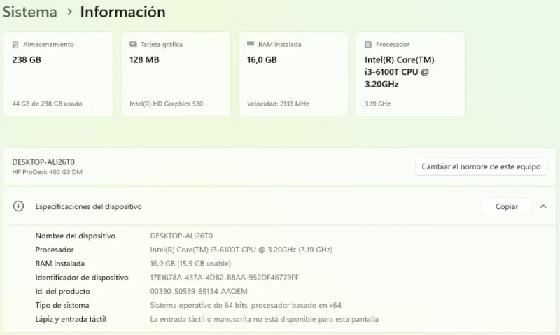HP ProDesk i3-6100T 16GB RAM 256GB SSD afbeelding 4